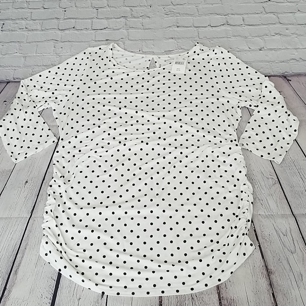 MATERNITY black & white polka dot top